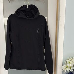 HERA/HERO Black Hoodie Shirt Mens LARGE Gym Workout Compression Stretch